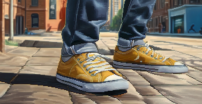 A close-up of colorful parkour shoes on a gritty urban surface, showcasing their flat sole and lightweight design.