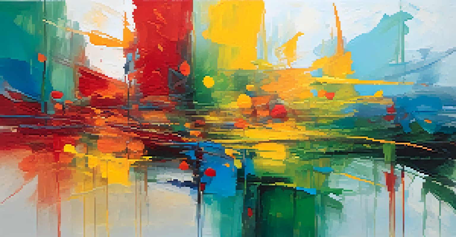 An abstract image depicting emotions with vibrant colors transitioning from warm tones to cool hues, representing a journey of feelings.