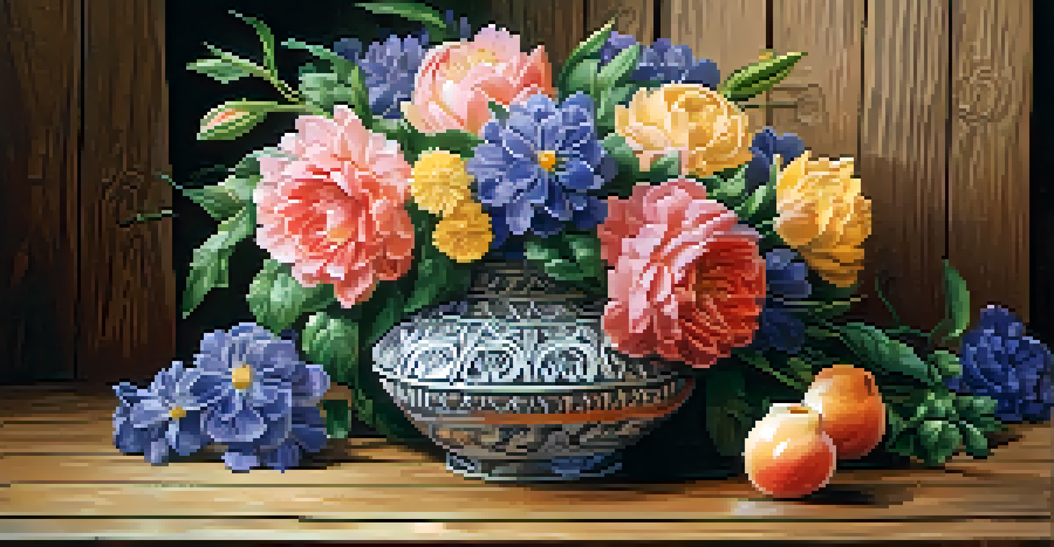 A finished ceramic vase with carved patterns and flowers, resting on a wooden table.