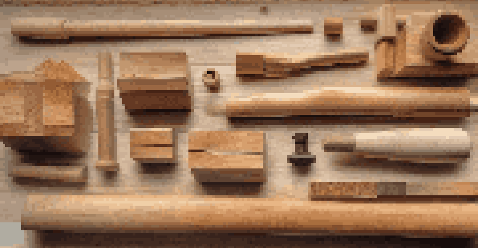A display of different wood joining techniques on a wooden table, labeled and illuminated with soft lighting.