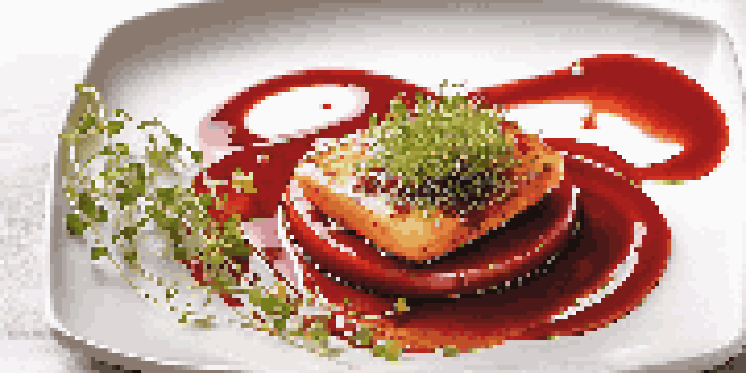 A gourmet dish with red sauce, creamy puree, and microgreens on a white plate, beautifully presented under soft light.