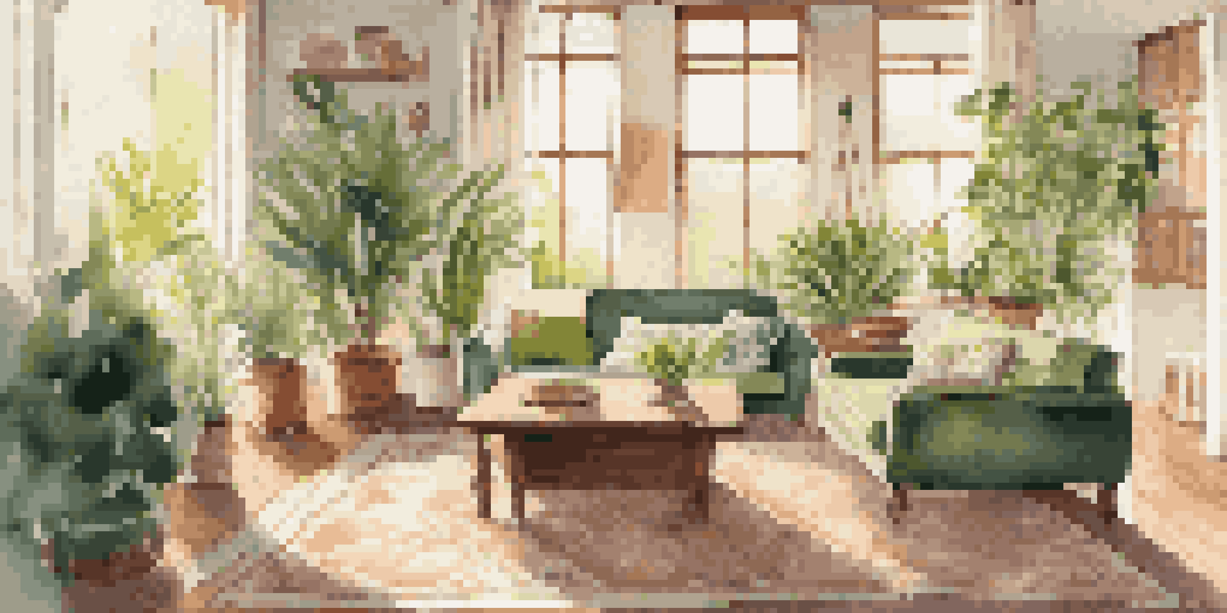 A cozy living room showcasing a layered rug setup with a plush shaggy rug on top of a flatwoven rug, illuminated by warm sunlight.