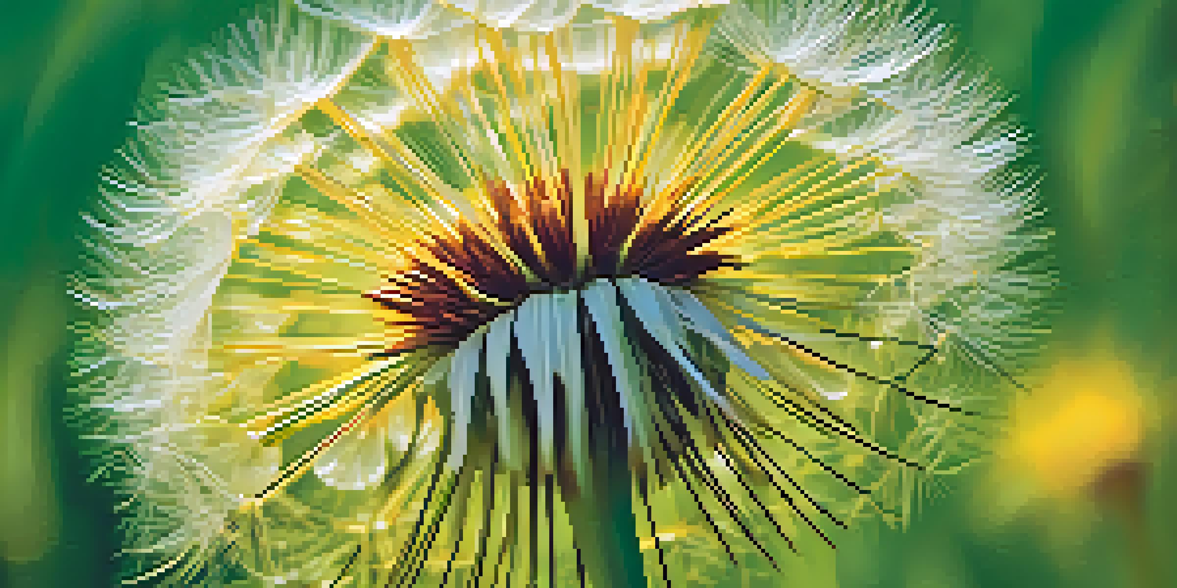 A close-up of a bright yellow dandelion flower with a soft green background, highlighting its delicate petals and seeds.