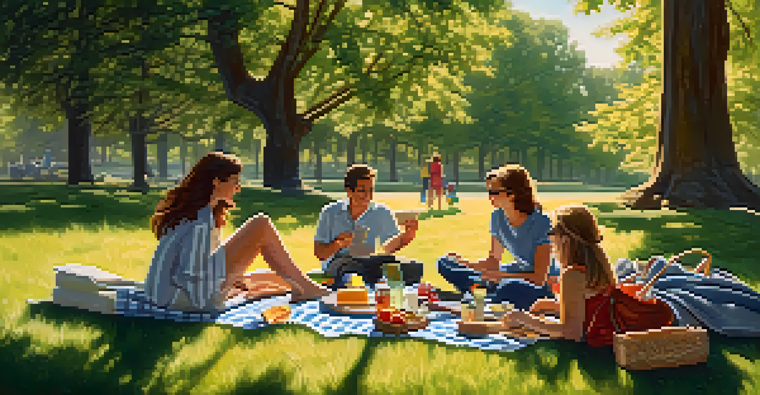 A group of friends enjoying a picnic outdoors, working together on a crossword puzzle on a blanket.