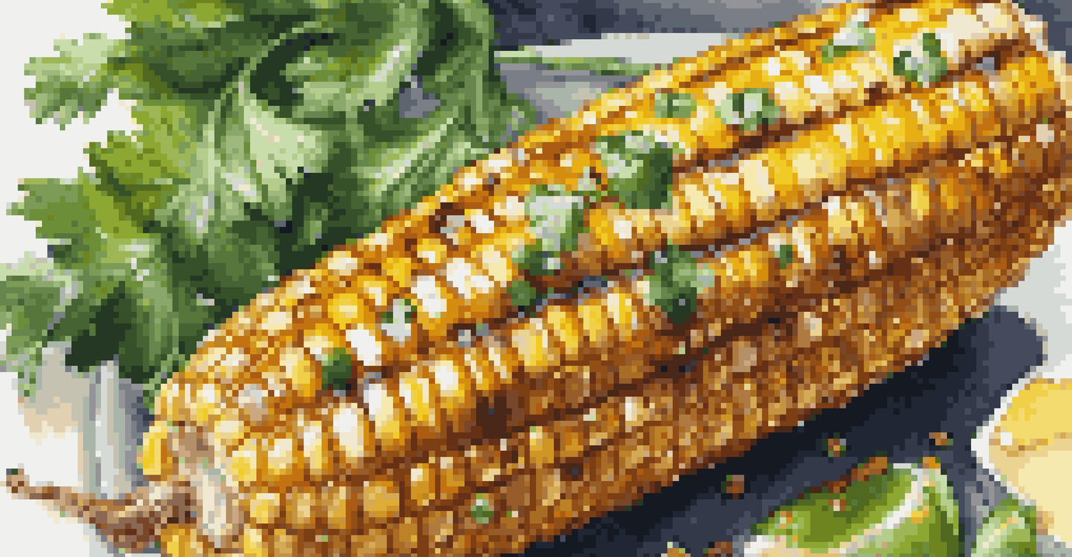 A close-up of spicy chipotle butter melting on grilled corn, garnished with cilantro, captured in bright natural light.