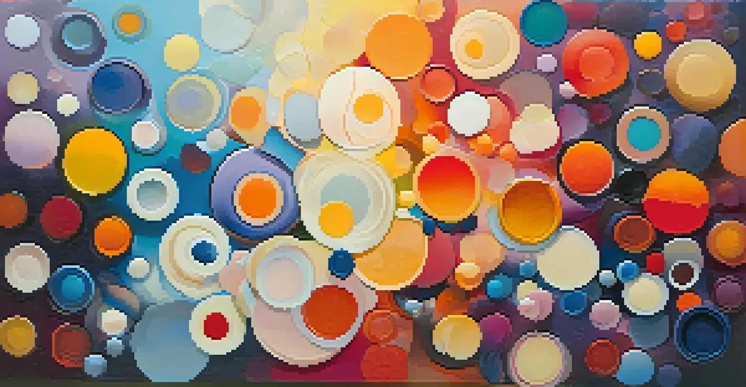 An abstract acrylic painting with smooth color transitions and textures, created using various brush techniques.