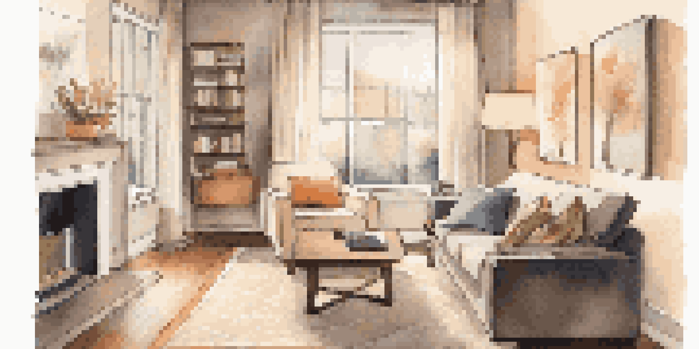 A warm and inviting living room with a lamp connected to a smart plug, showcasing comfortable furniture and natural light.
