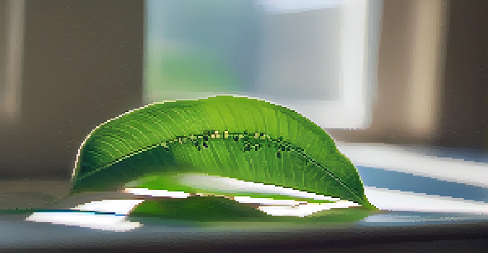 A close-up of a healthy indoor plant with green leaves, showing tiny aphids on the underside of a leaf with soft lighting.
