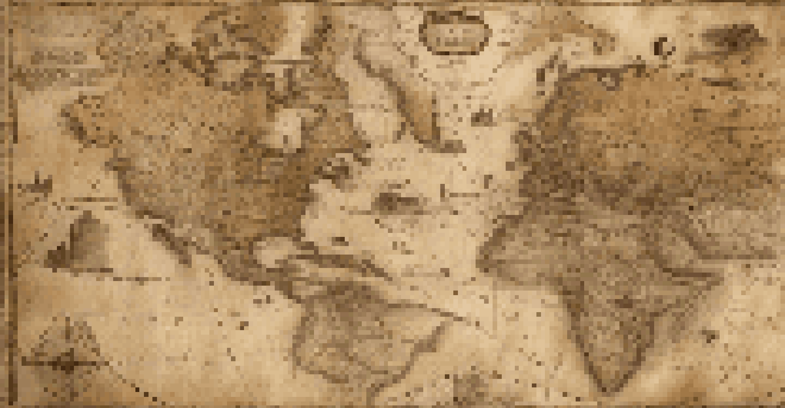 A close-up of a vintage map legend with aged paper and unique symbols, highlighting the craftsmanship.