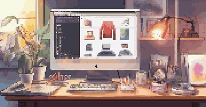 A computer screen displaying digital art software icons in a stylish workspace.