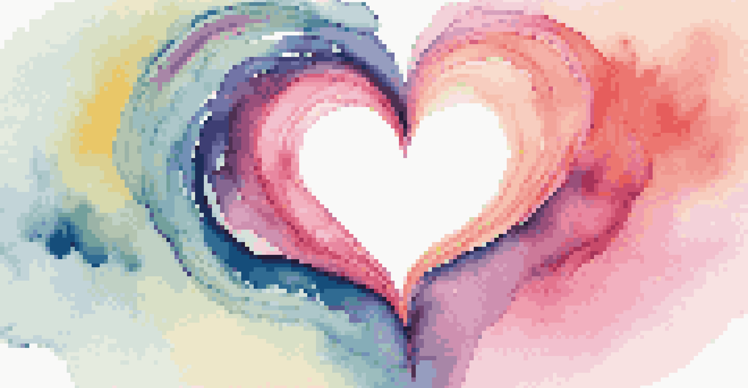 An abstract image depicting colorful ink patterns merging into a heart shape, symbolizing the expression of emotions through writing.