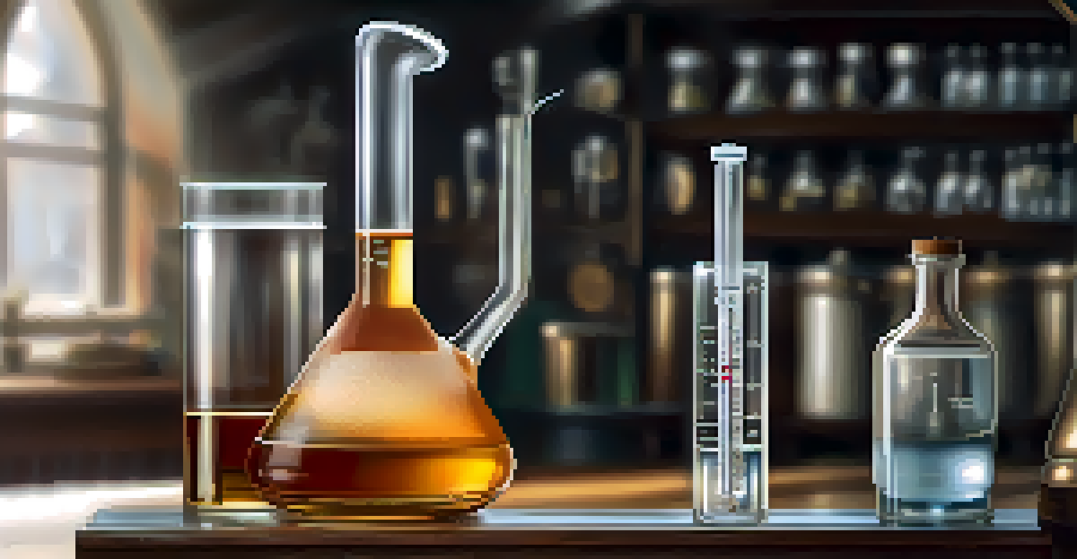 A close-up of a hydrometer in a glass jug, illustrating the importance of measuring alcohol content in distilling.