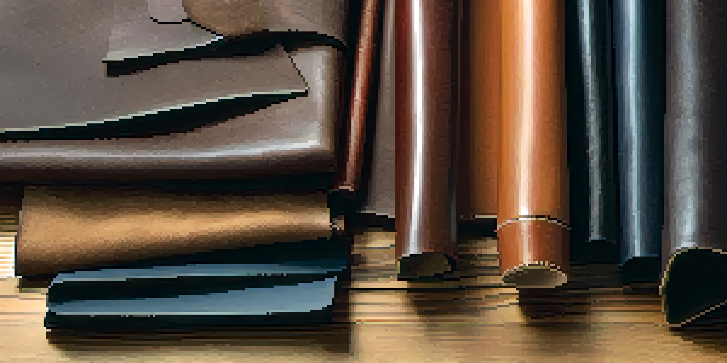 A close-up view of different leather textures on a wooden table, including full-grain, suede, and corrected-grain leather, illuminated by soft natural light.