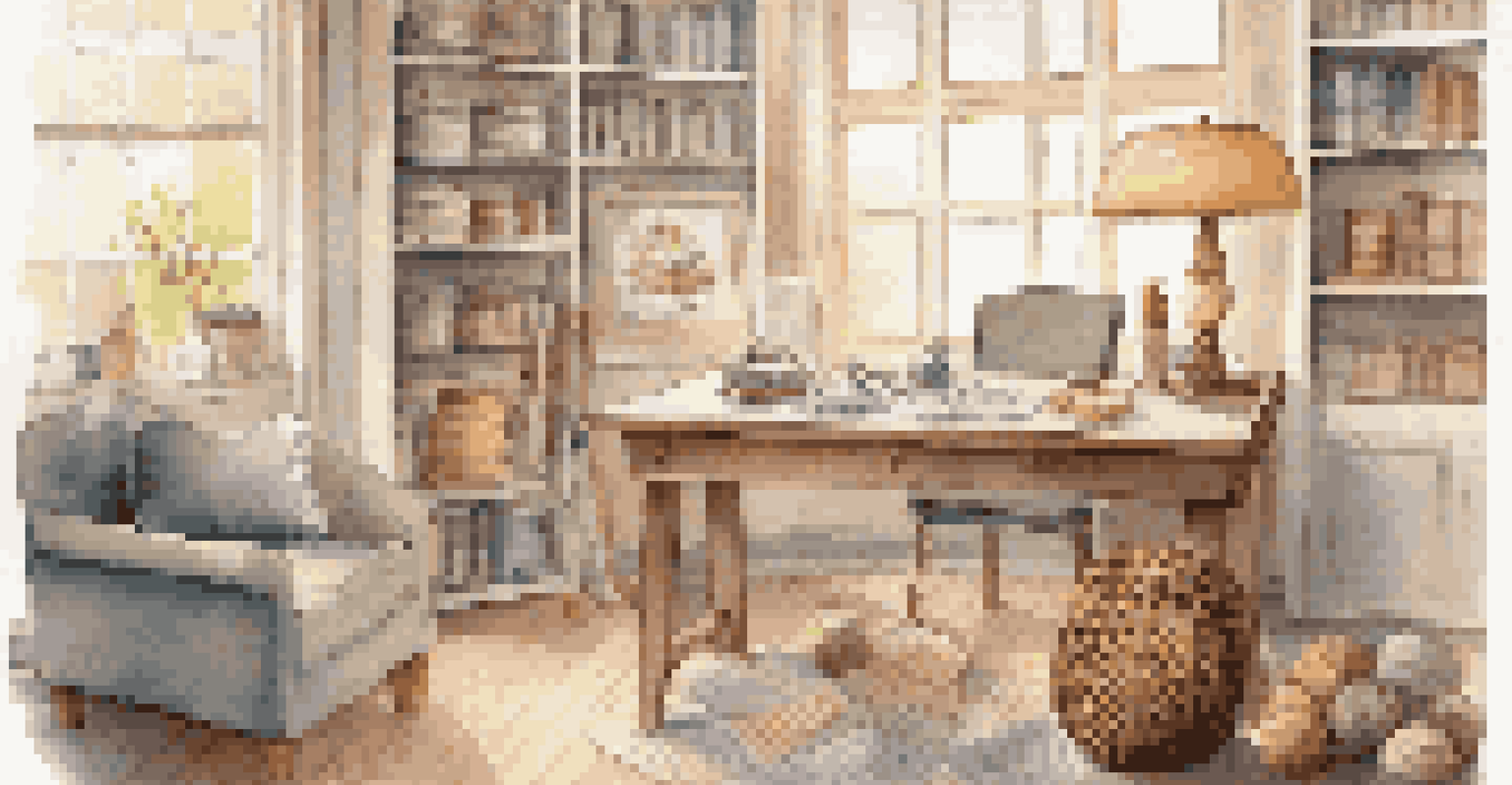 A cozy knitting workspace with a project in progress and a visible yarn ball and label.