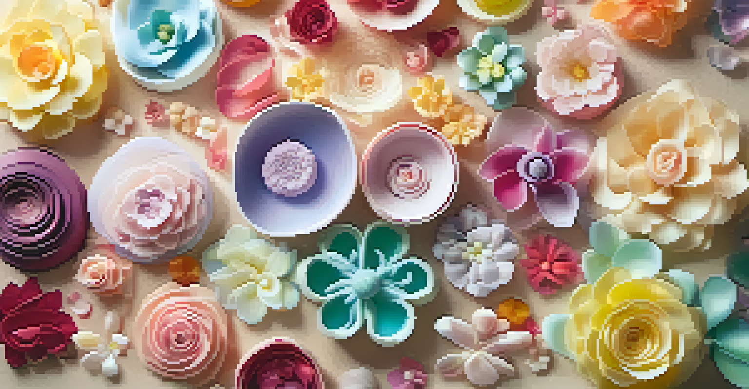 A vibrant display of layered soap flowers in various colors, beautifully arranged against a softly blurred background.