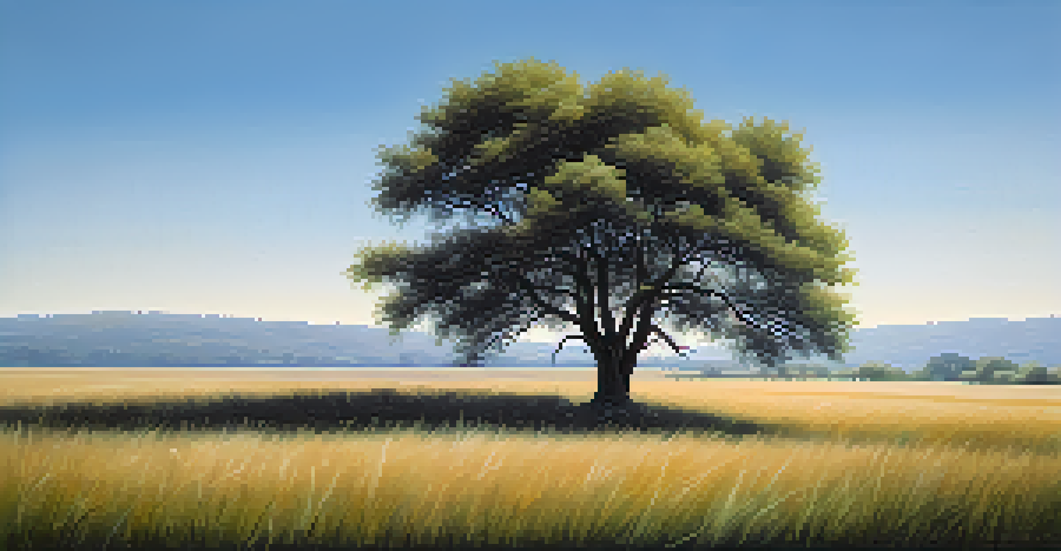 A lone tree in an open field under a blue sky, representing solitude.