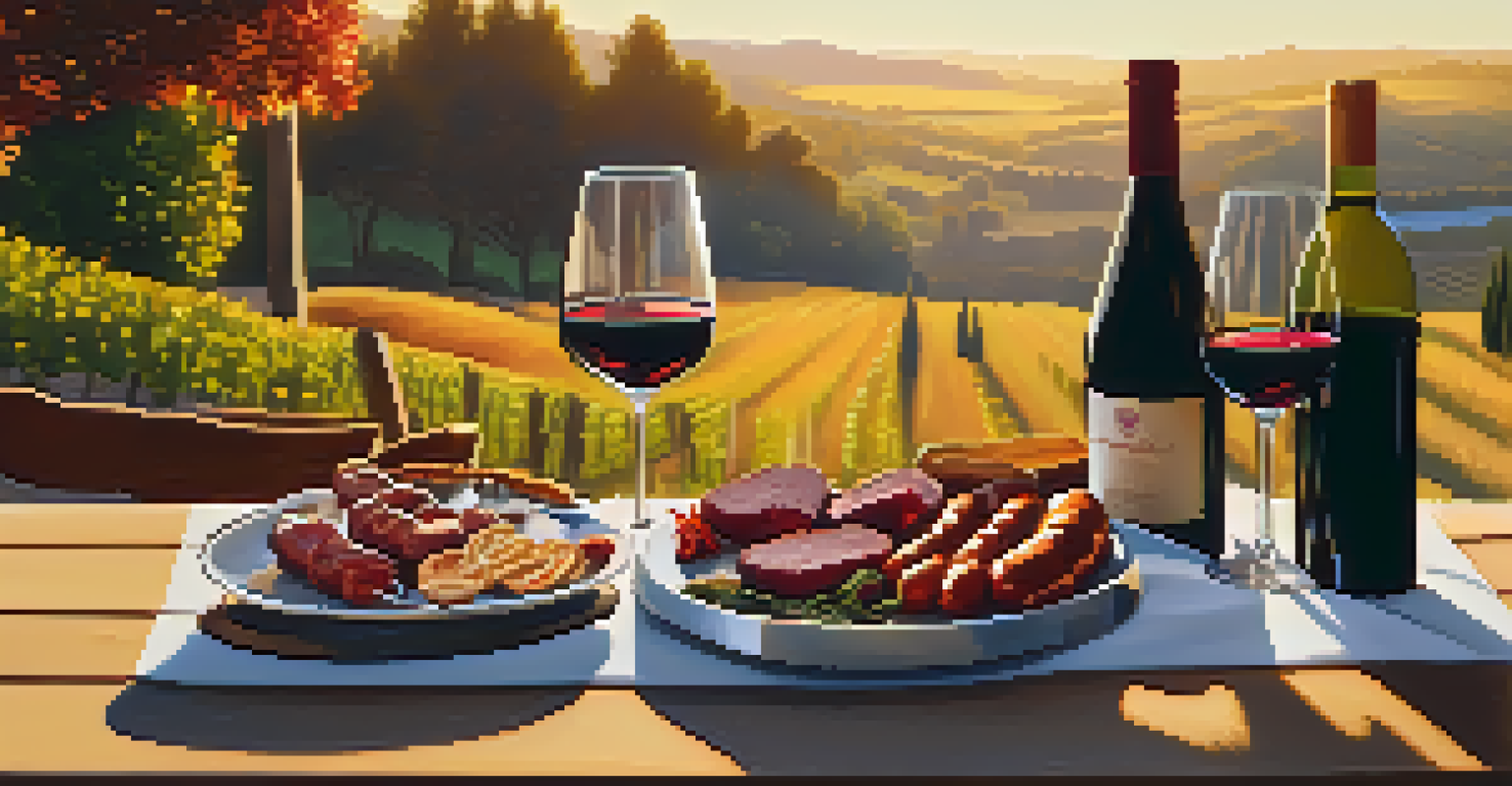 An outdoor wine tasting setup with Zinfandel wine and various dishes on a table.