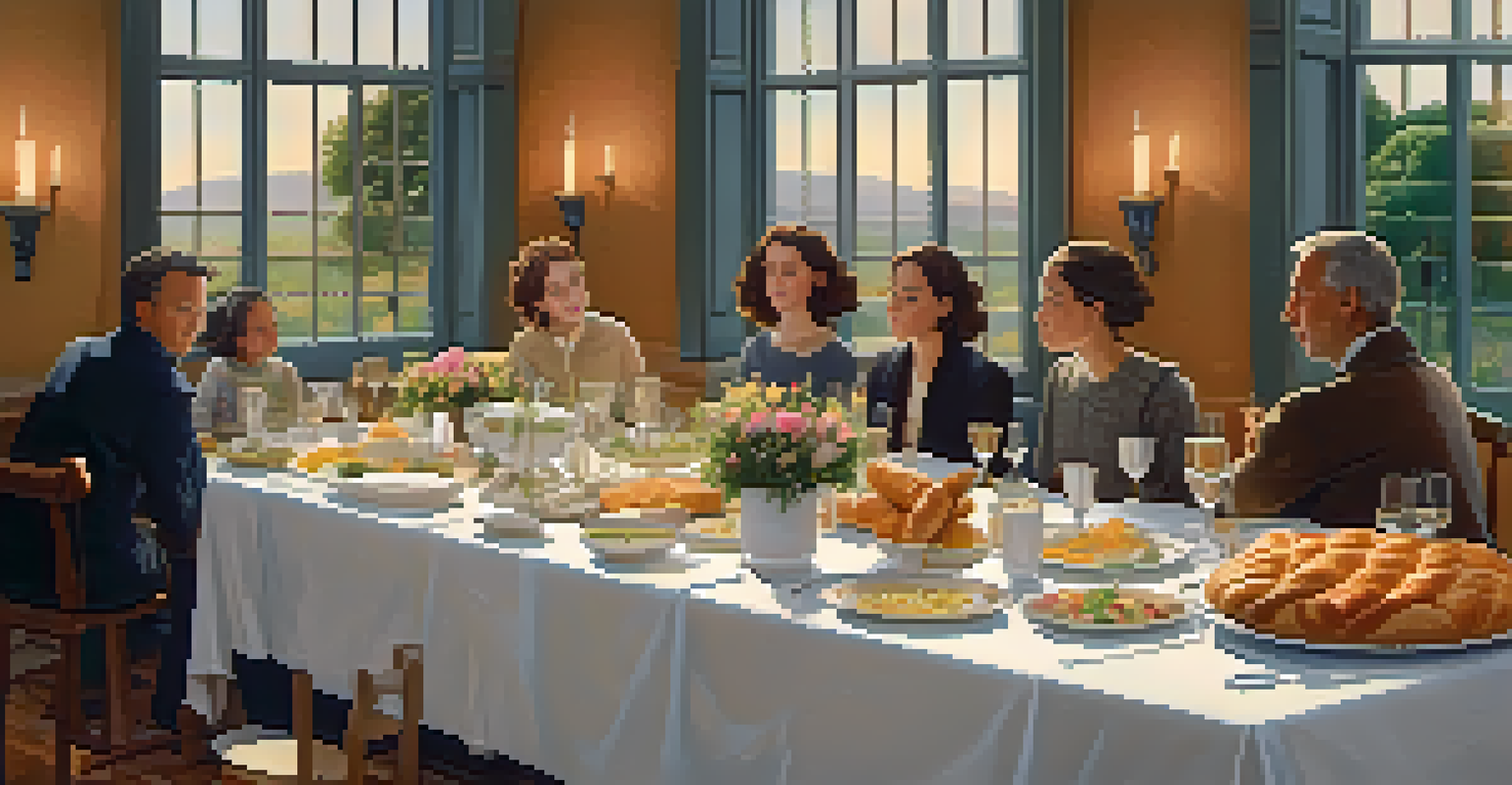 An elegantly set table with simple dishes for a gathering, highlighting the connection between food and political discussion.