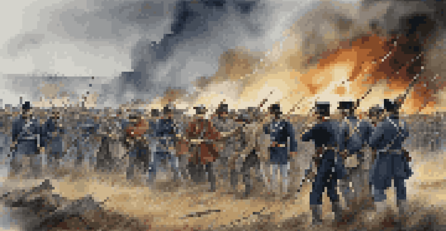 A tense moment from the American Civil War with soldiers in period uniforms on a smoky battlefield.