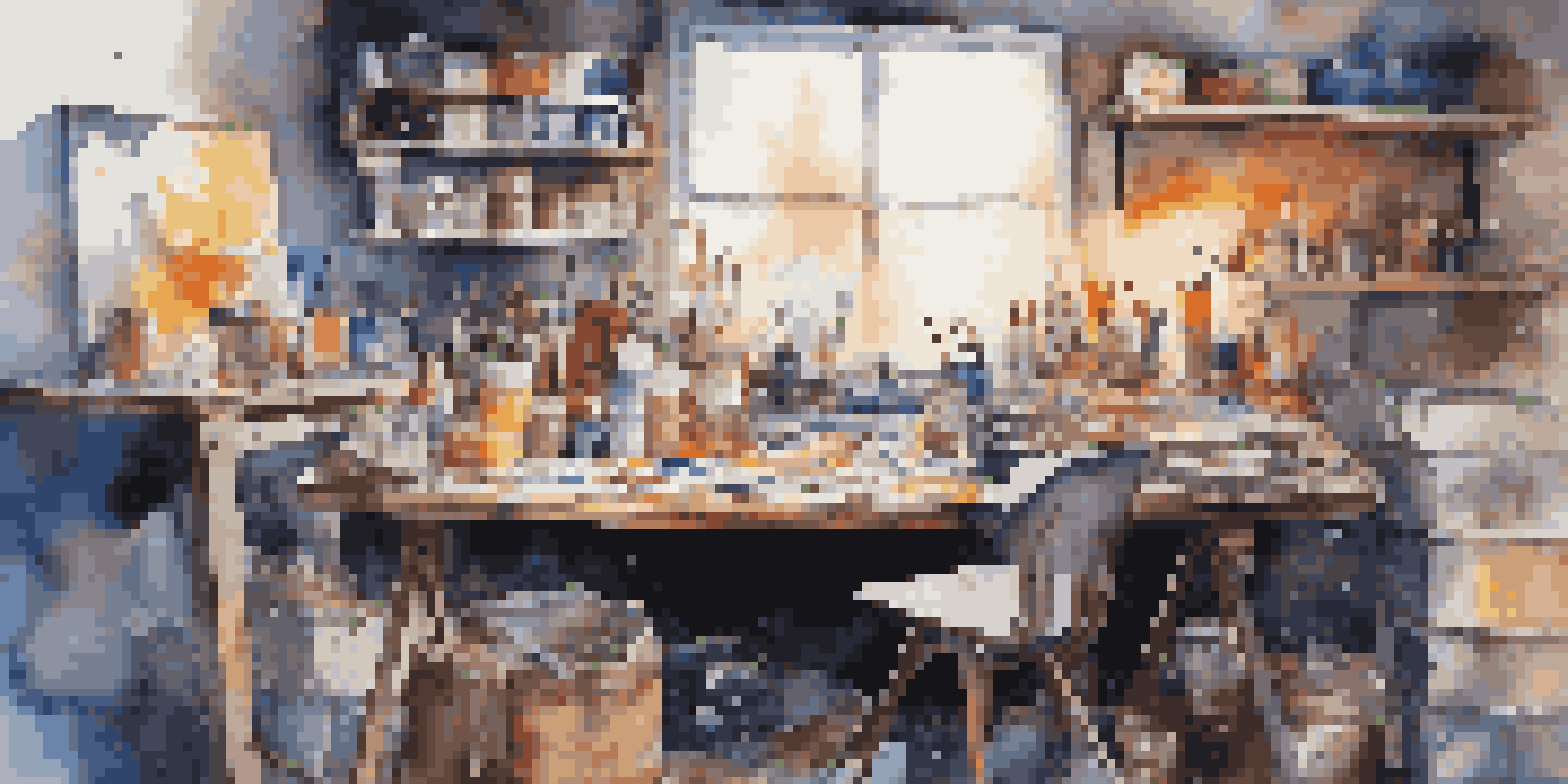 A vibrant artist's workspace with paints, brushes, and a canvas, filled with colors and art supplies.