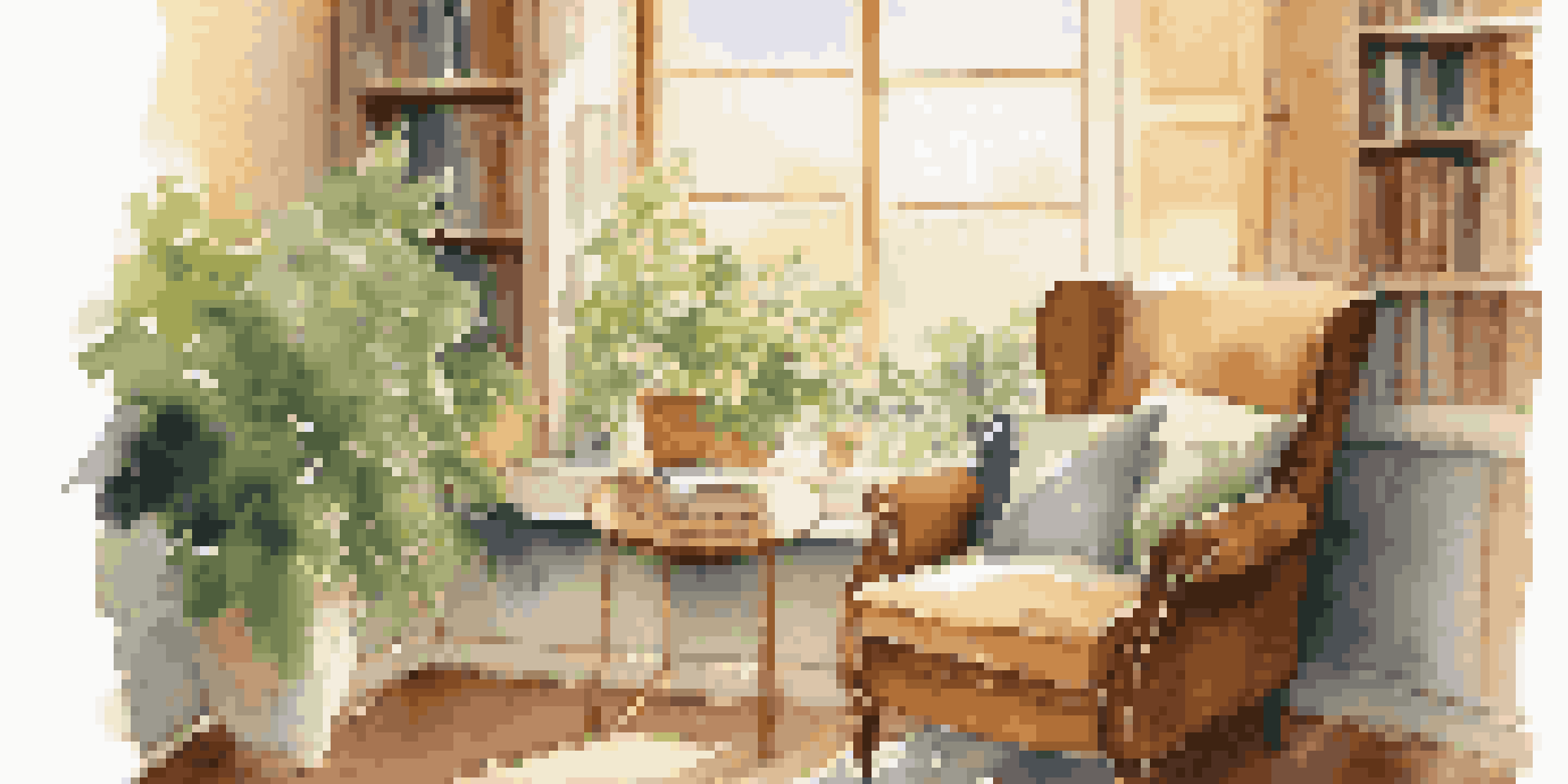 A cozy reading nook with a comfortable armchair, a cup of tea, and a stack of books by a sunny window.
