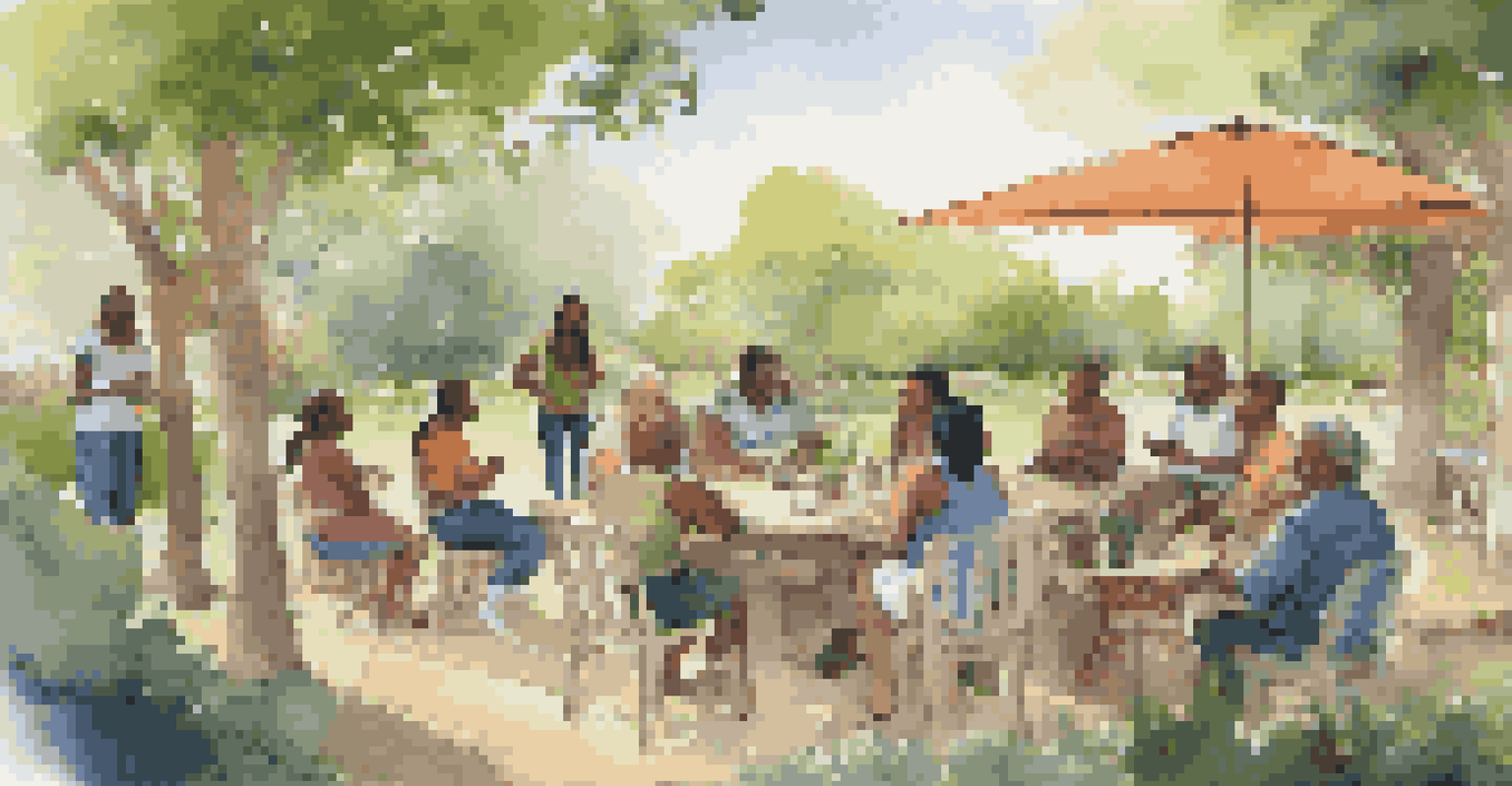 A group of diverse voice actors in an outdoor workshop sharing experiences and support.