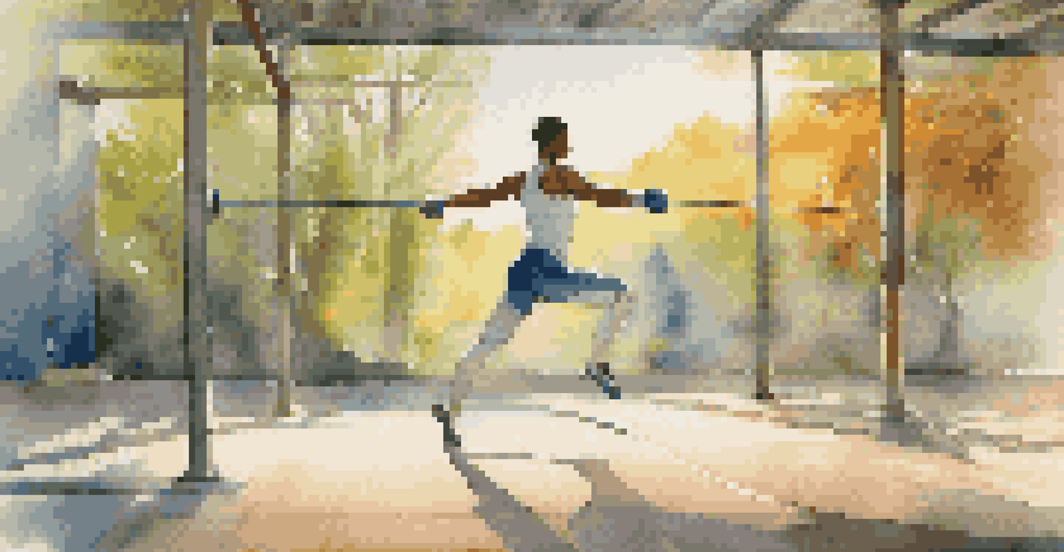 A split image of a fencer lifting weights in a gym and running outdoors, showcasing strength and endurance training.