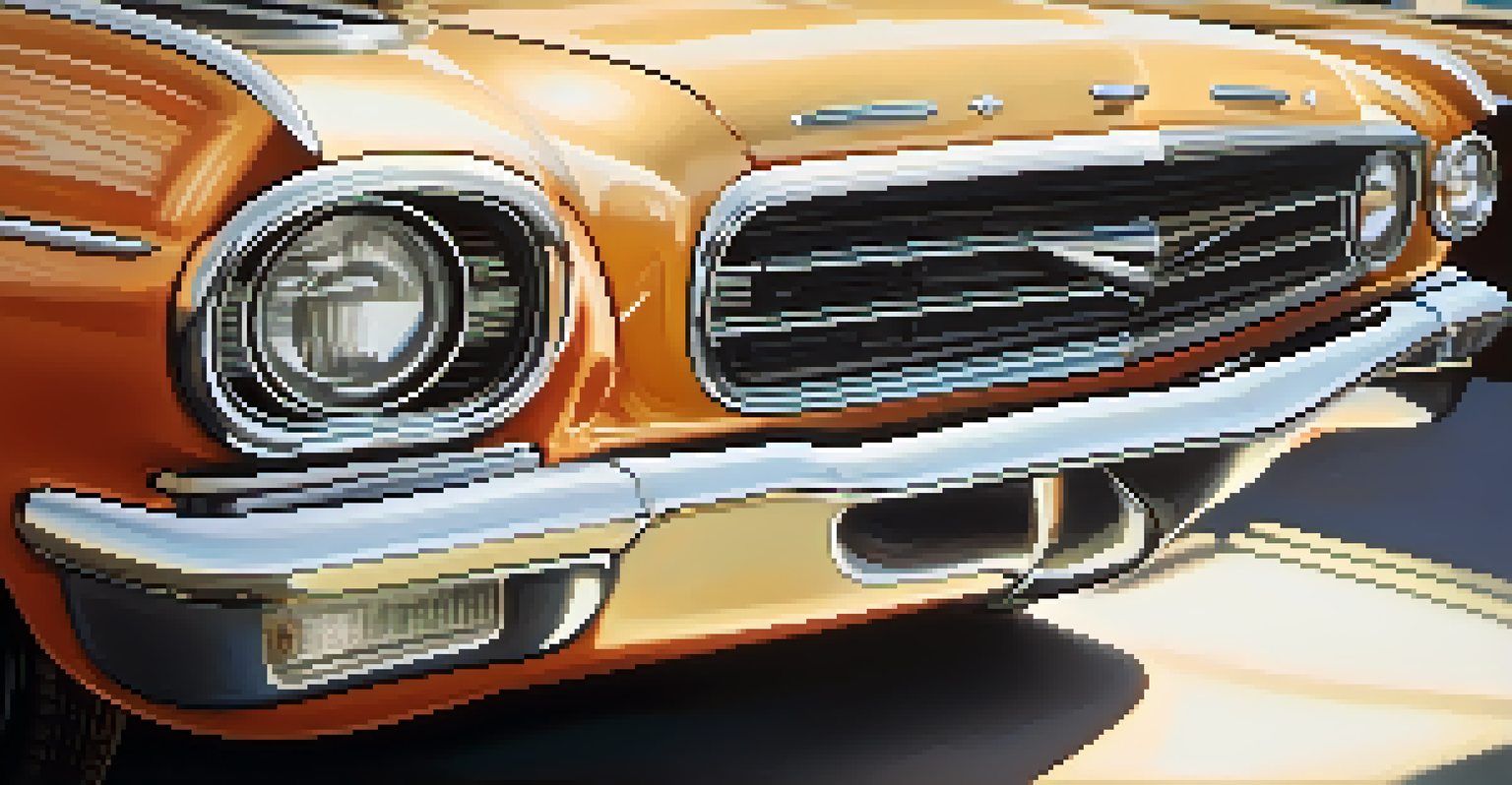 A close-up view of a shiny vintage car part on a workbench.