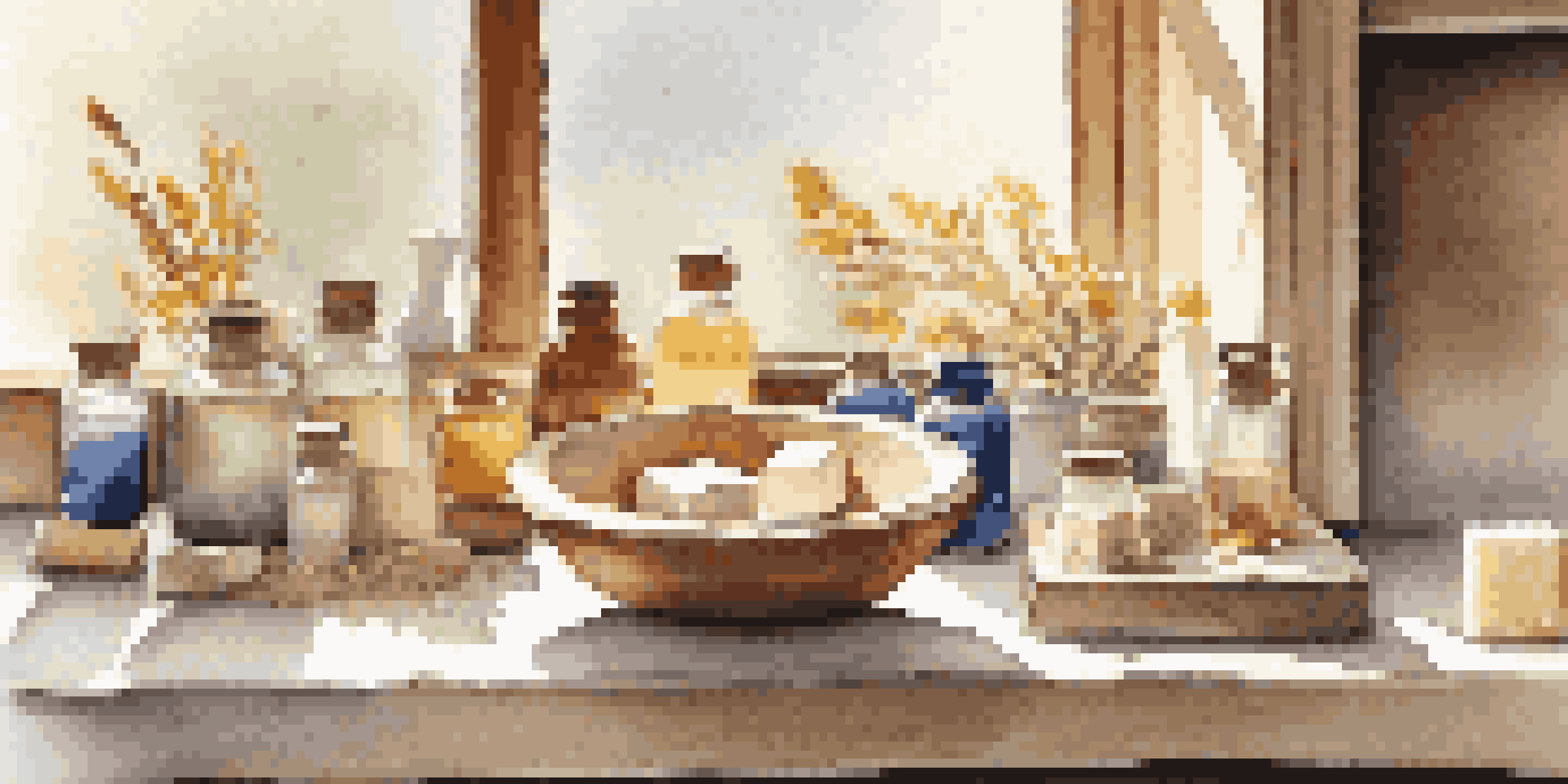 A bright bathroom countertop displaying colorful natural clay soaps, essential oils, and oatmeal, illuminated by soft sunlight.