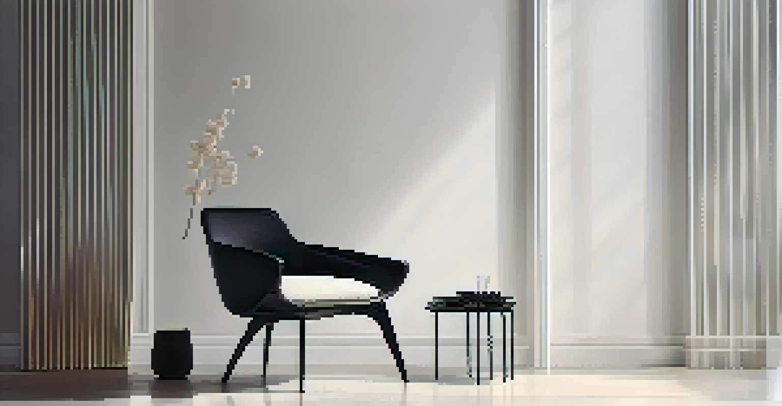 A modern chair against a white wall, showcasing its design.