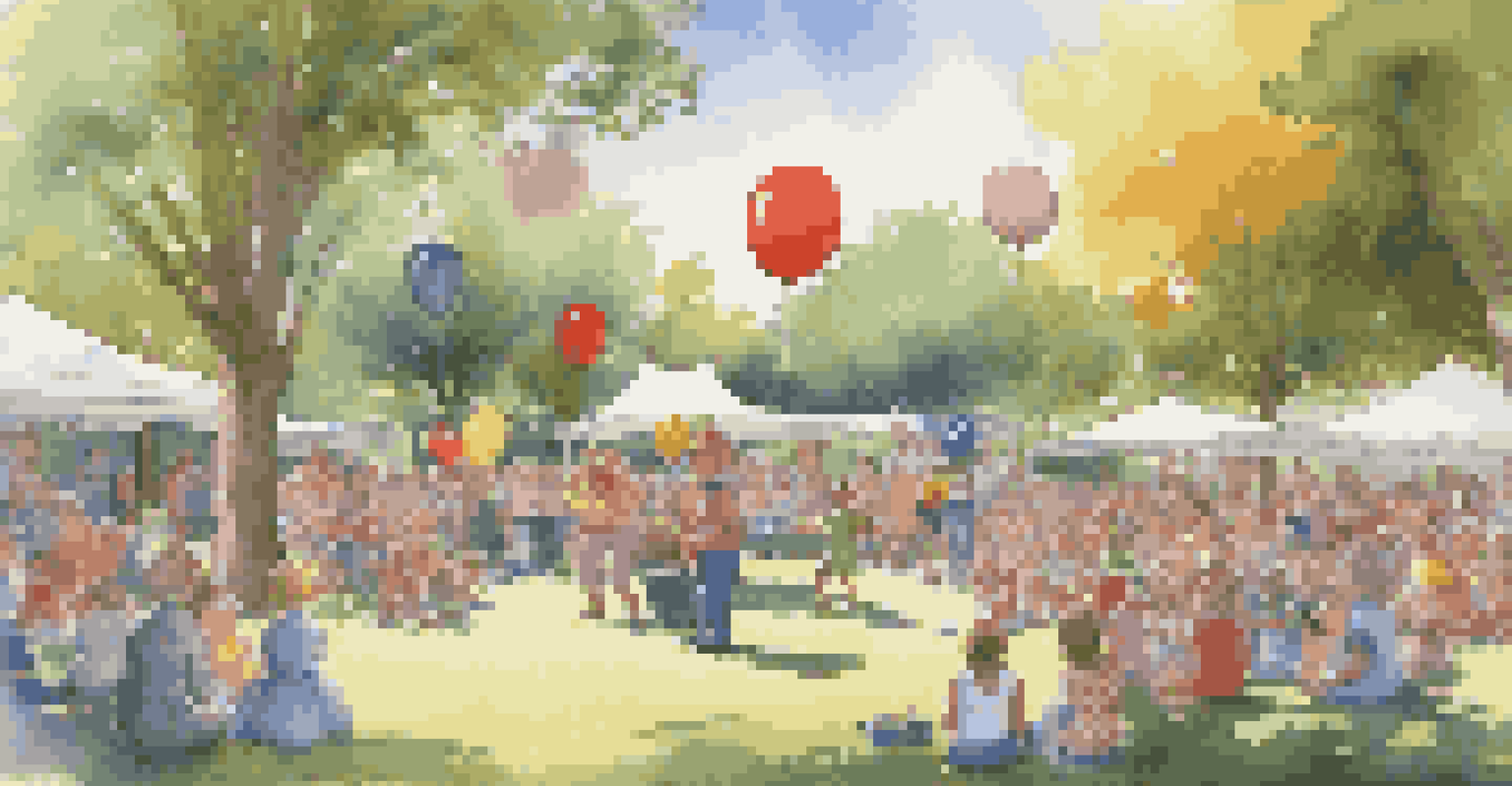 A magician performing outdoors in a park, pulling a rabbit from a hat, with families and children watching on picnic blankets.