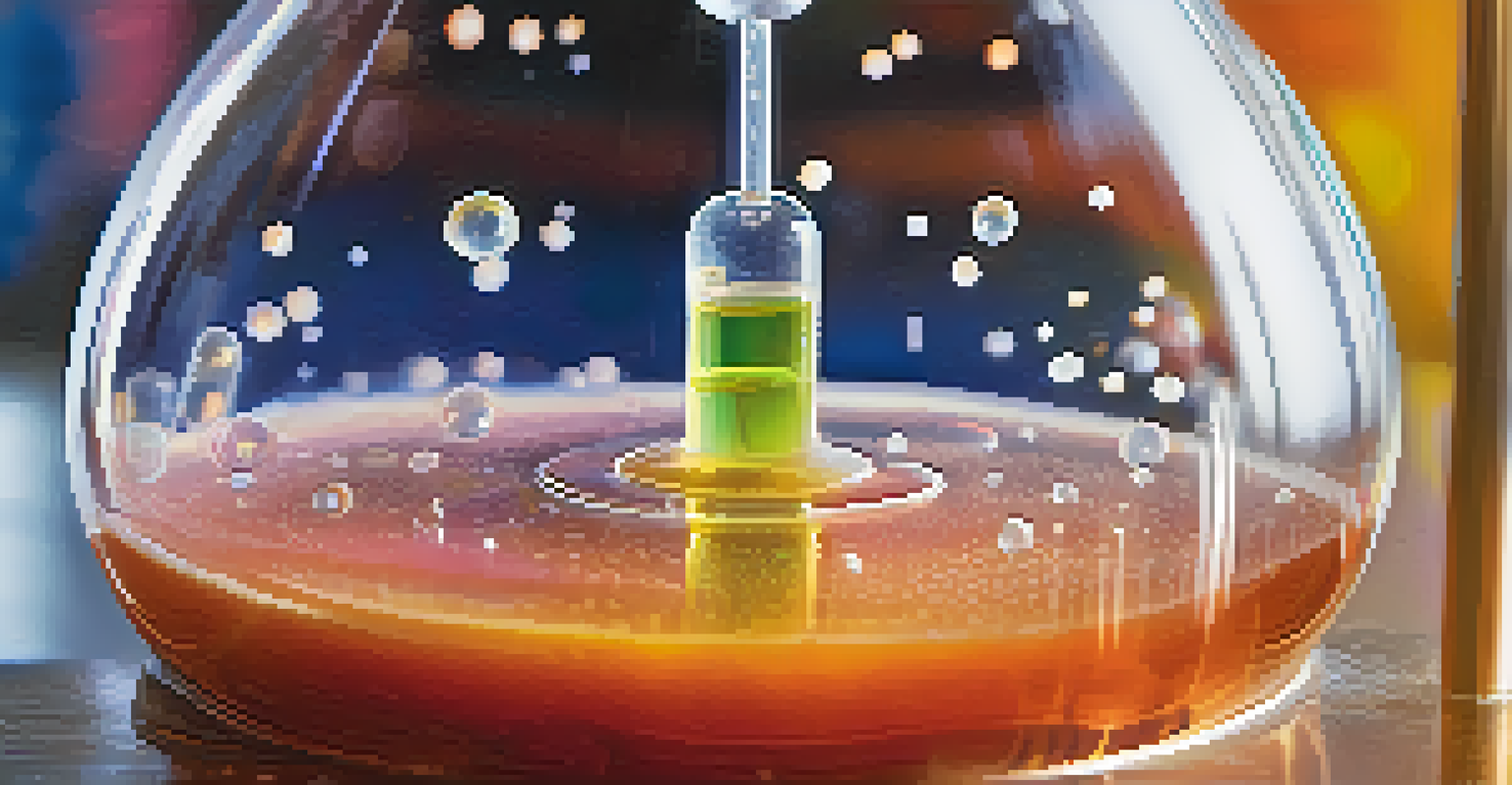 Close-up of a thermometer in a bubbling fermentation vessel, showcasing vibrant yeast activity.