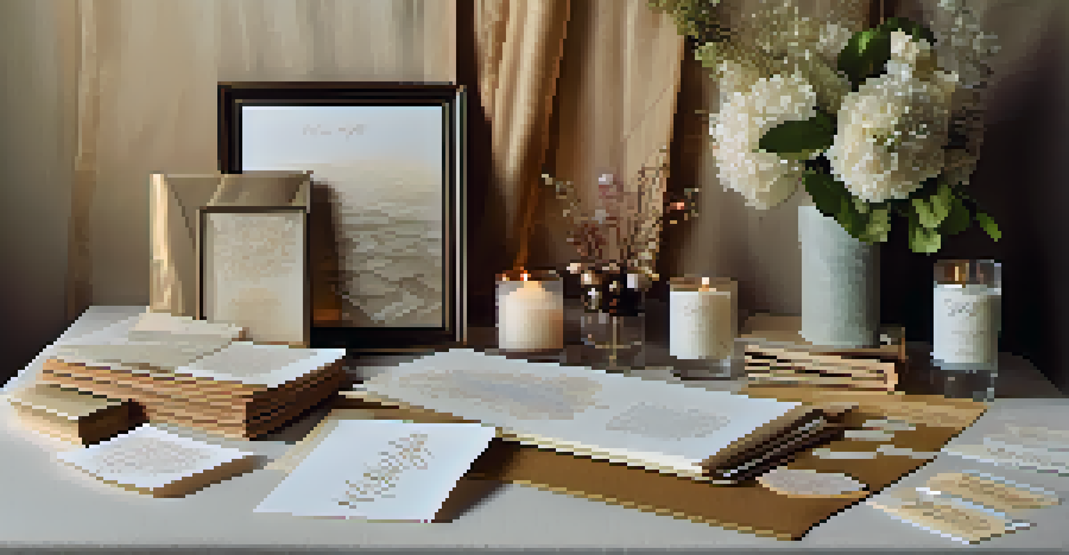 A collection of textured backgrounds and calligraphy samples beautifully arranged on a table.