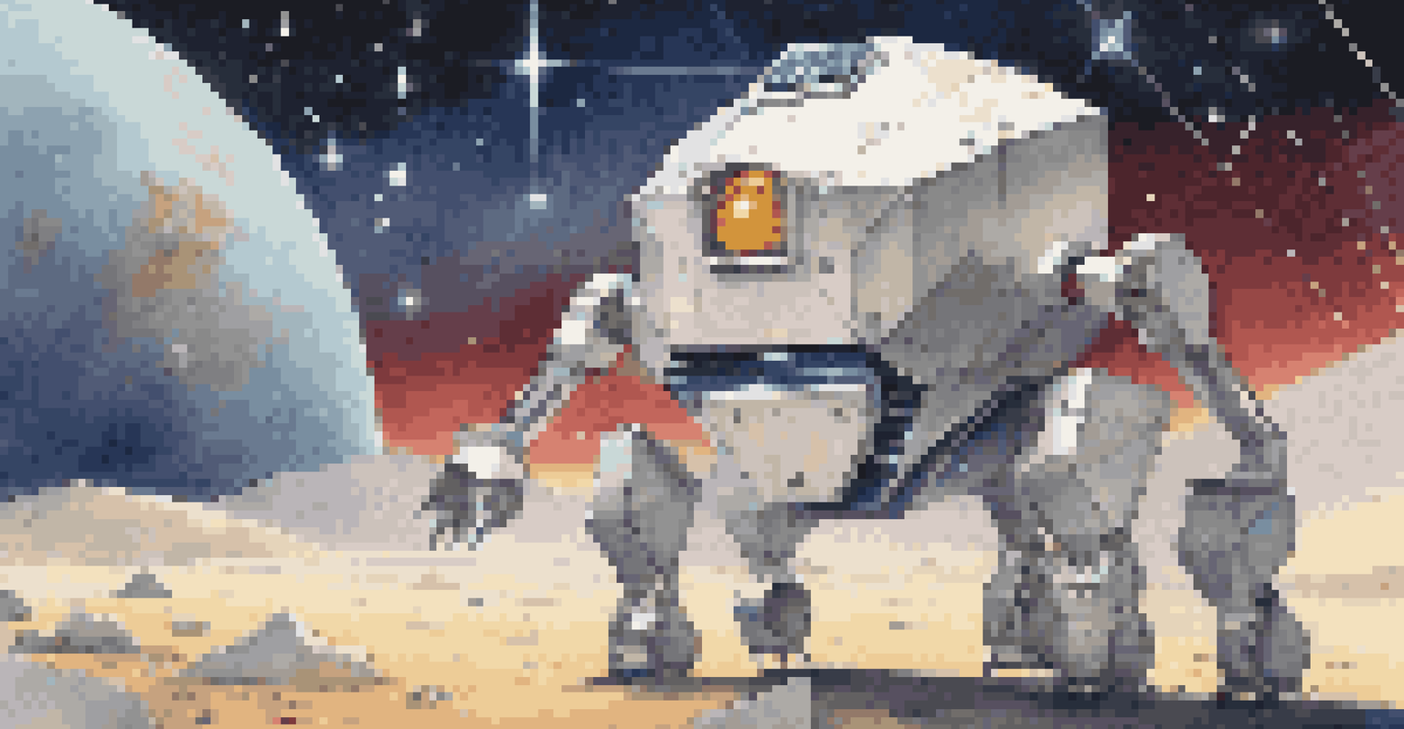 A futuristic origami-inspired robot unfolding in space, transitioning from a compact form to a solar panel, with stars and planets in the background.