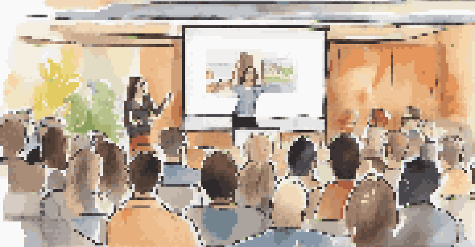 A close-up of a travel blogger presenting their unique perspective at a panel discussion, with an engaged audience.