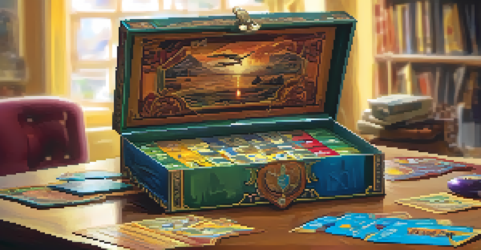 A close-up view of a cooperative board game box with vibrant artwork and game components on a wooden table.