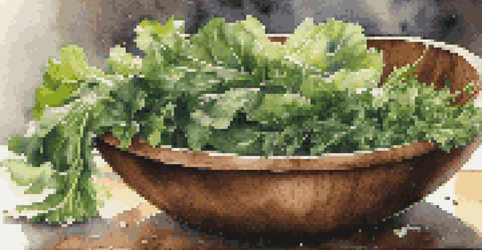 A close-up of washed salad greens in a wooden bowl, ready for a fresh salad.