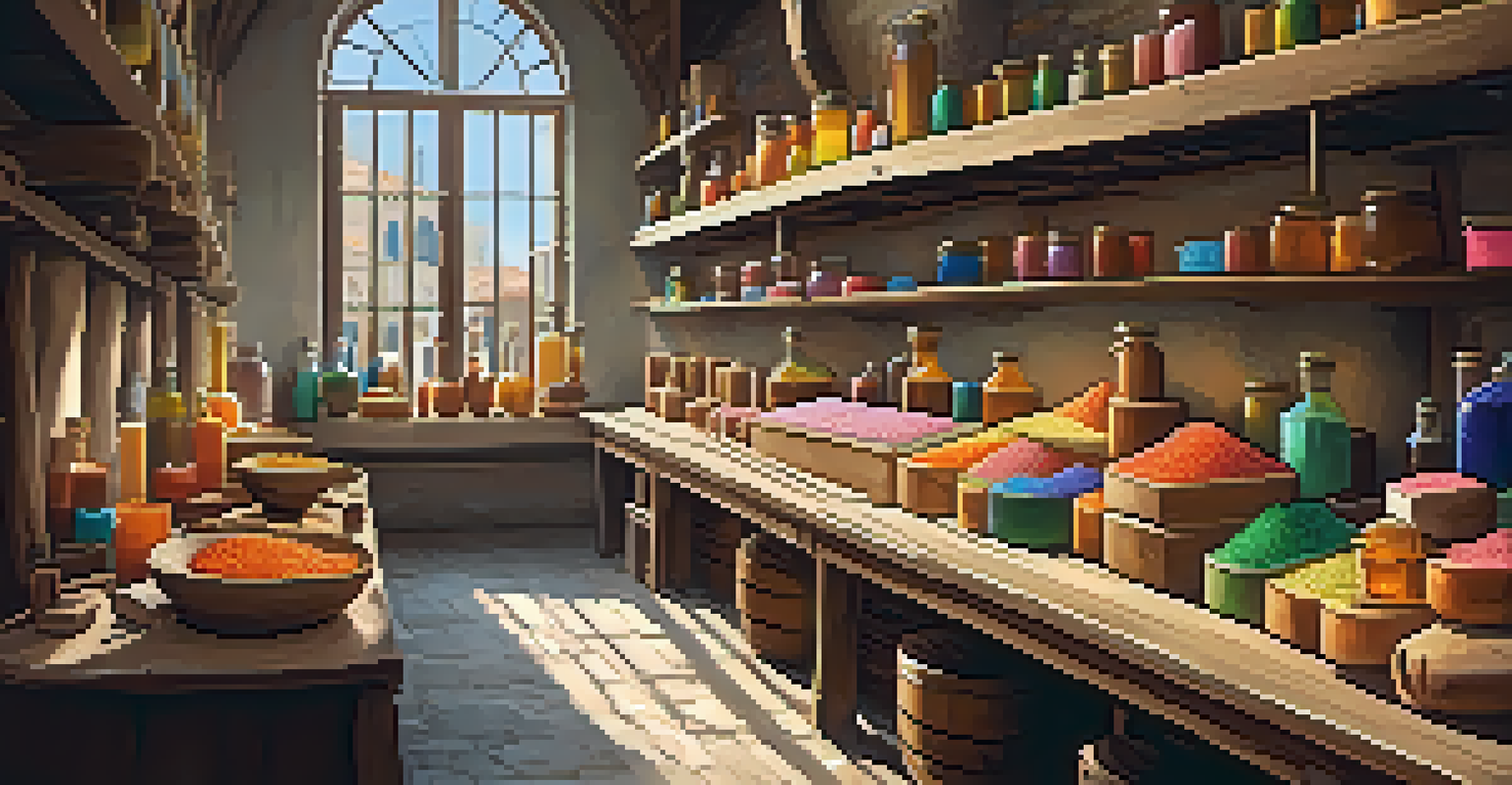 Artisans in a Renaissance soap-making workshop in Marseille, creating colorful soaps with fragrant oils and exotic ingredients.