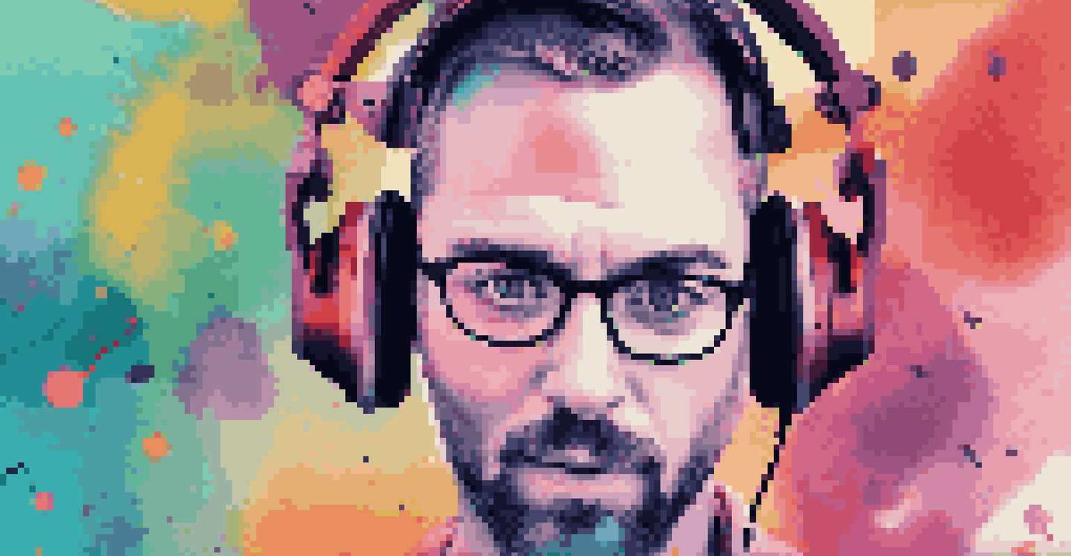 A social media graphic promoting a podcast episode with host photos and colorful design elements.