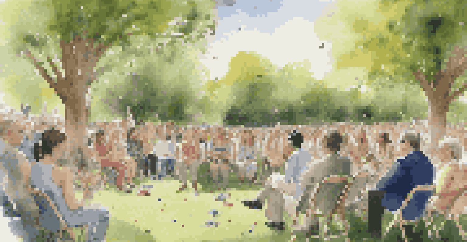 A magician performing outdoors with eco-friendly props in a green park, surrounded by flowers and trees, as an audience watches in amazement.