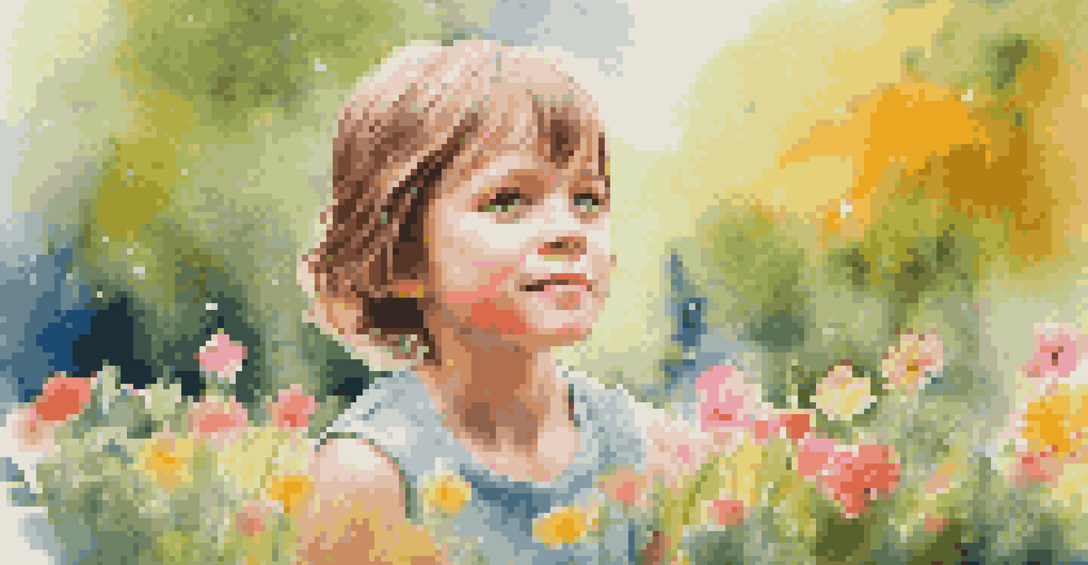 A portrait of a child playing in a park, with vibrant colors blurred in the background, highlighting the child's joyful expression.