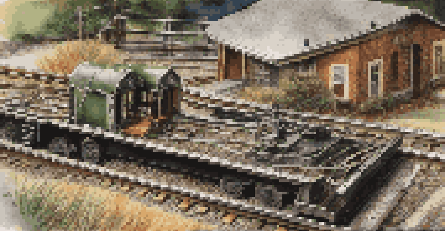 A close-up view of a model railroad switch and turnout, showing shiny metallic tracks and detailed scenery.