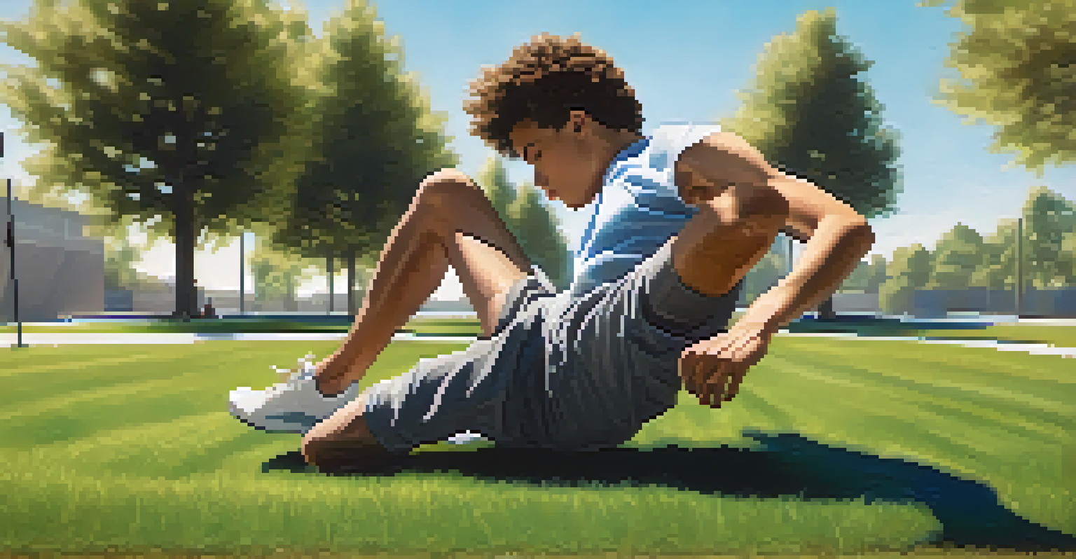 Close-up of a person performing a parkour roll on grass, demonstrating focus and technique.