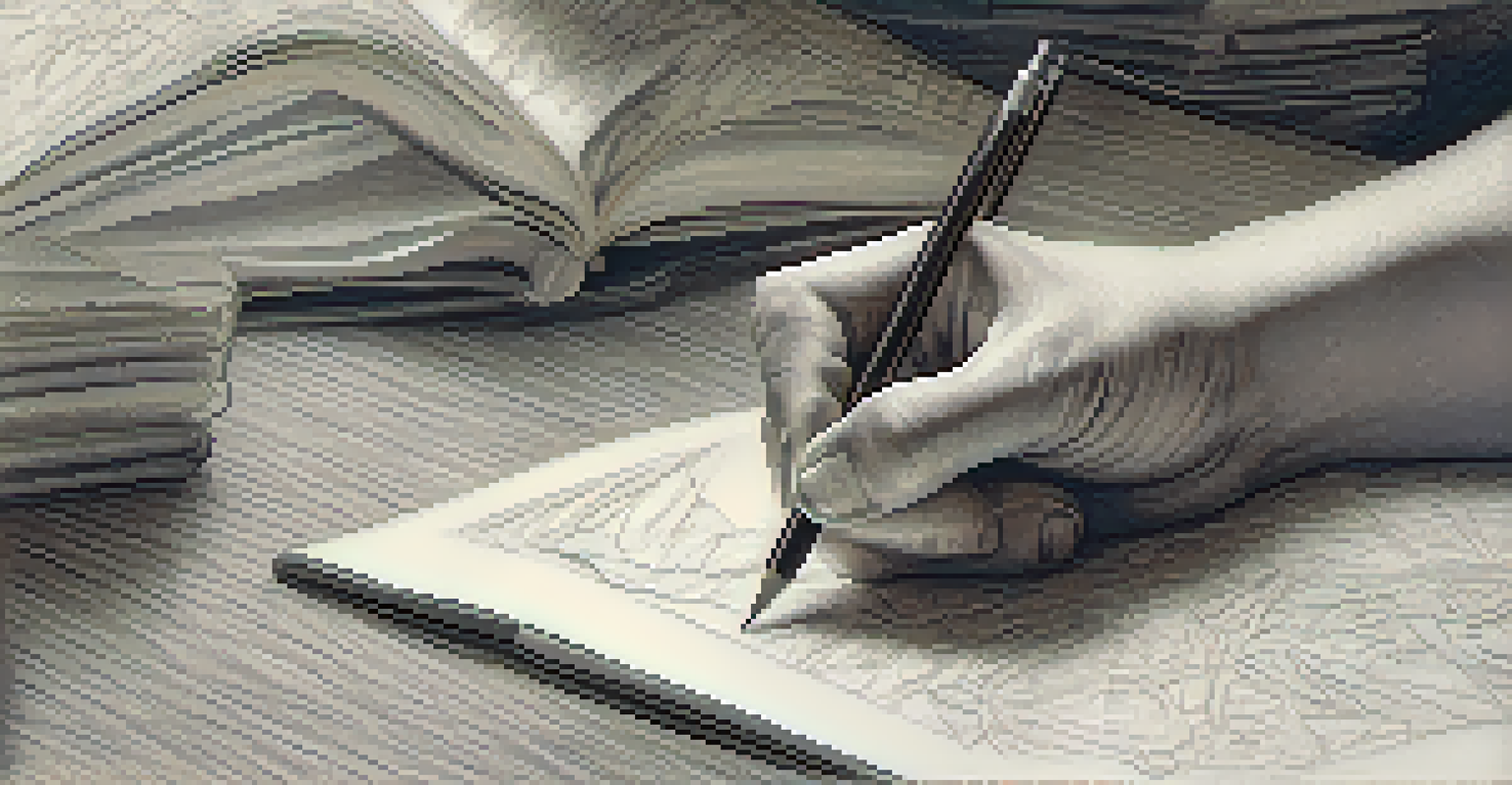 Close-up of a sketchbook page with detailed pencil sketches of human figures, illuminated by soft natural light.