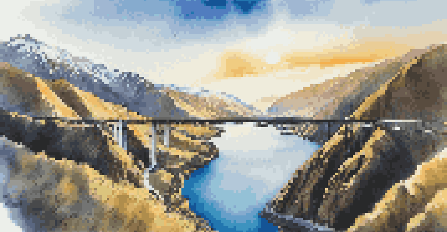 A jumper mid-air above the Kawarau Bridge, surrounded by majestic mountains and a clear river, illuminated by warm sunlight.