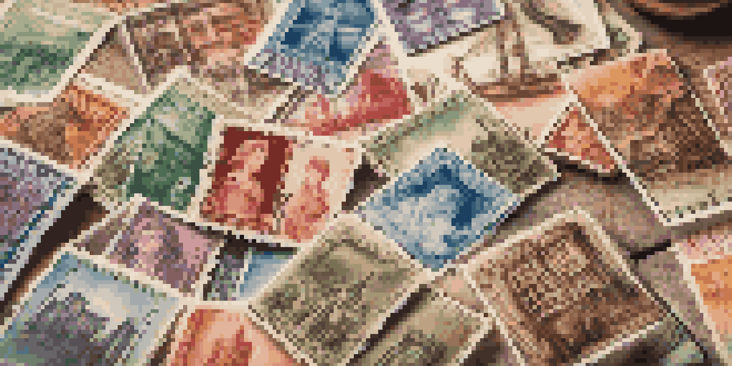 A close-up view of a vintage stamp collection on a wooden table with natural light illuminating the intricate designs of the stamps.