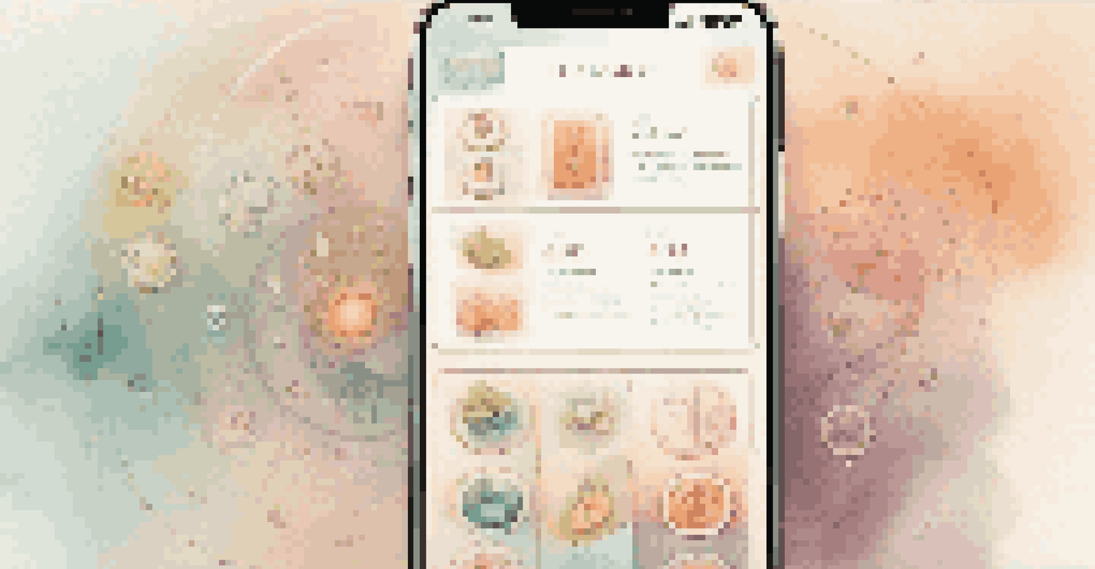 A close-up of a visually appealing mobile app user interface with soft colors and elegant typography.