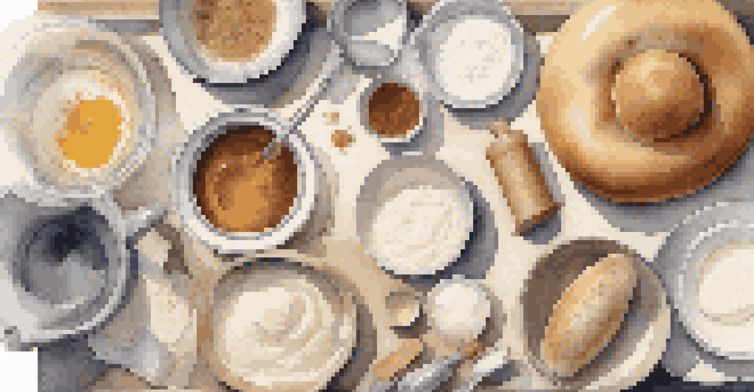 Ingredients for making bagels displayed on a kitchen countertop.