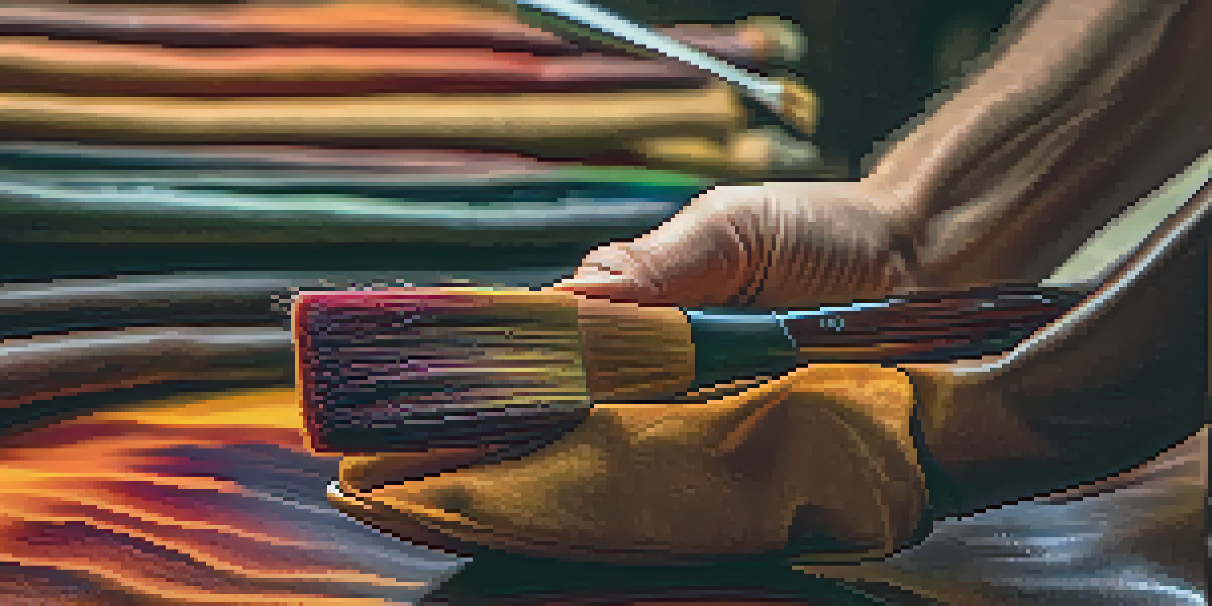 A craftsman applying liquid dye to vegetable-tanned leather, showcasing the texture and vibrant colors.