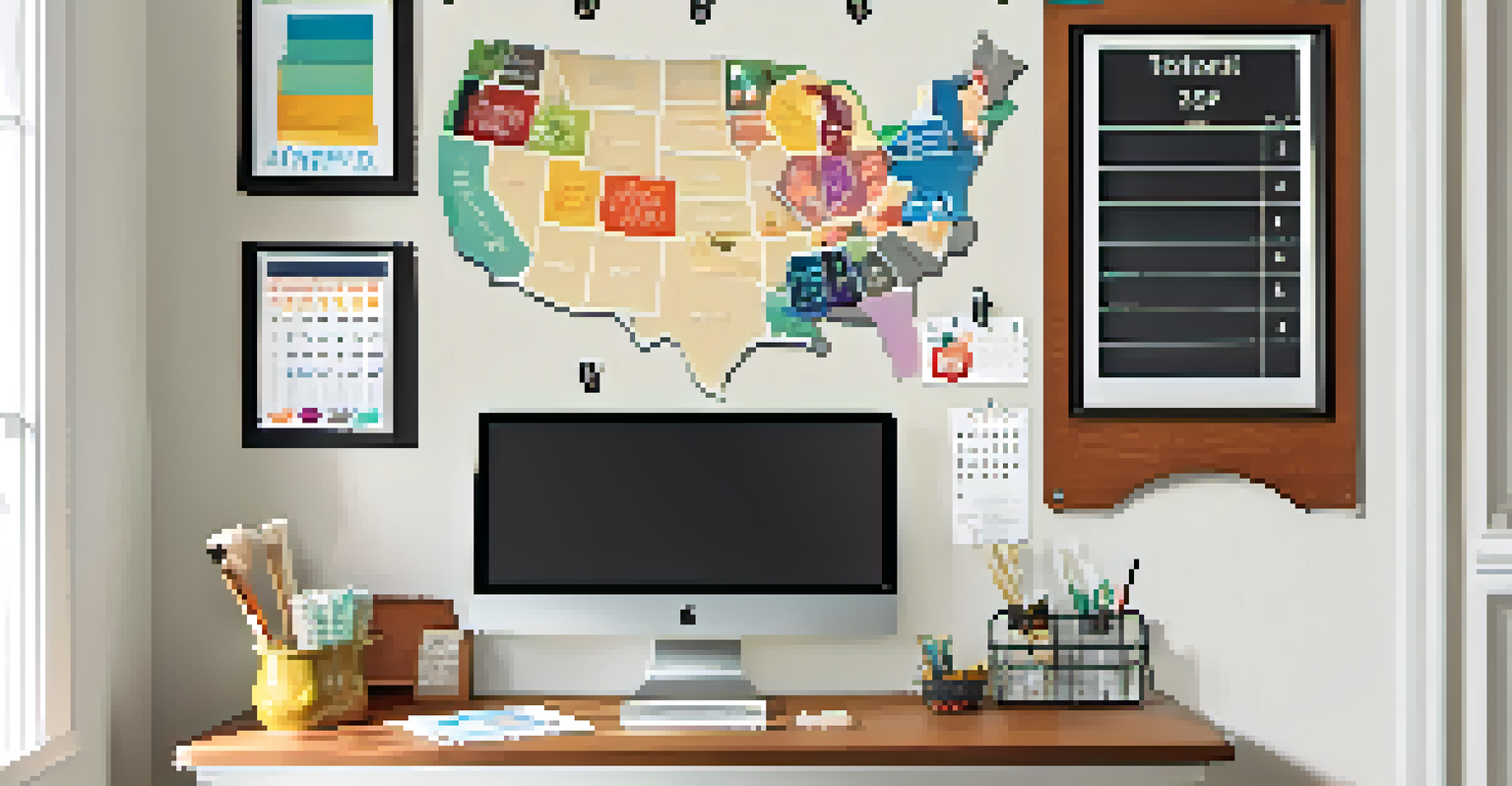 A wall command center in an entryway with a bulletin board, calendar, and hooks for keys, decorated for a visually appealing look.